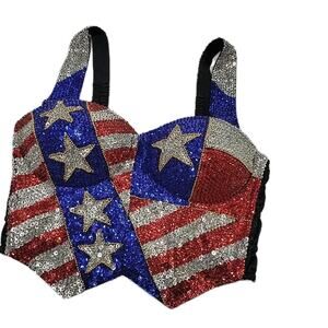 Sequins Corset Bali Chic Vintage Cowgirl ComicCon Pageant Festival Marvel USA